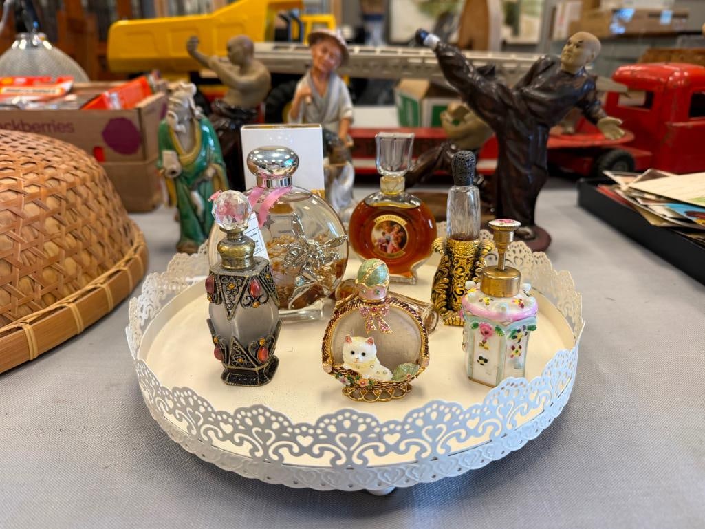 METAL TRAY FILLED WITH PERFUME BOTTLE COLLECTION OF EIGHT PERFUME BOTTLES INCLUDING CHANEL - 2