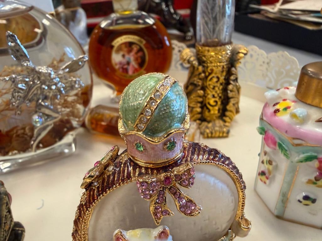 METAL TRAY FILLED WITH PERFUME BOTTLE COLLECTION OF EIGHT PERFUME BOTTLES INCLUDING CHANEL - 4
