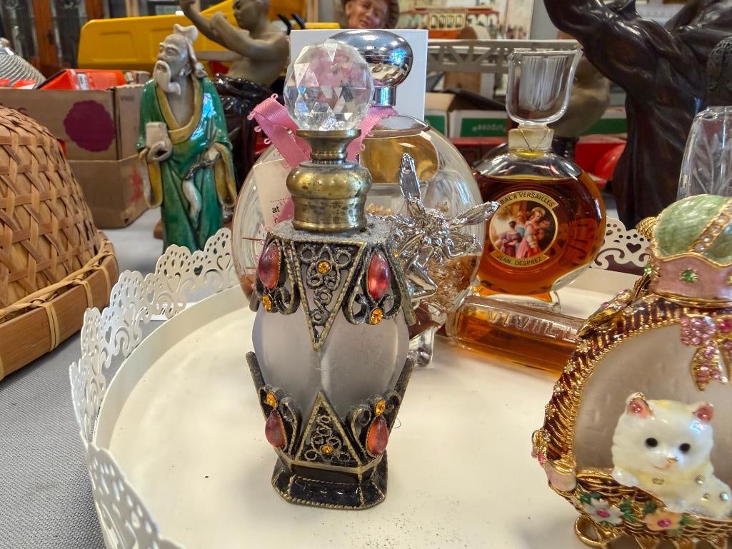 METAL TRAY FILLED WITH PERFUME BOTTLE COLLECTION OF EIGHT PERFUME BOTTLES INCLUDING CHANEL - 6