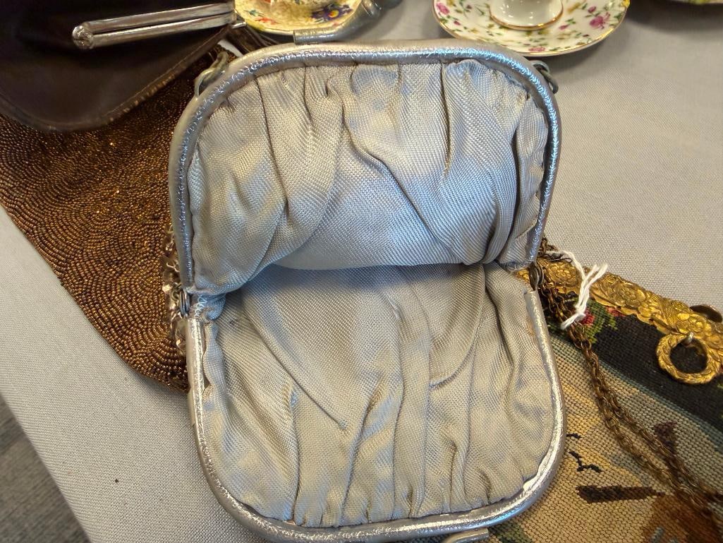 FOUR VINTAGE LADIES CLUTCH PURSES INCLUDING EXOTIC PEACOCK FEATHER, TAPESTRY PURSE, FRENCH MADE, ... - 5