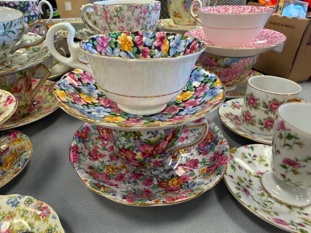 ASSORTED PORCELAIN CHINA TEACUPS AND SAUCERS FEATURING 20 SETS - 11