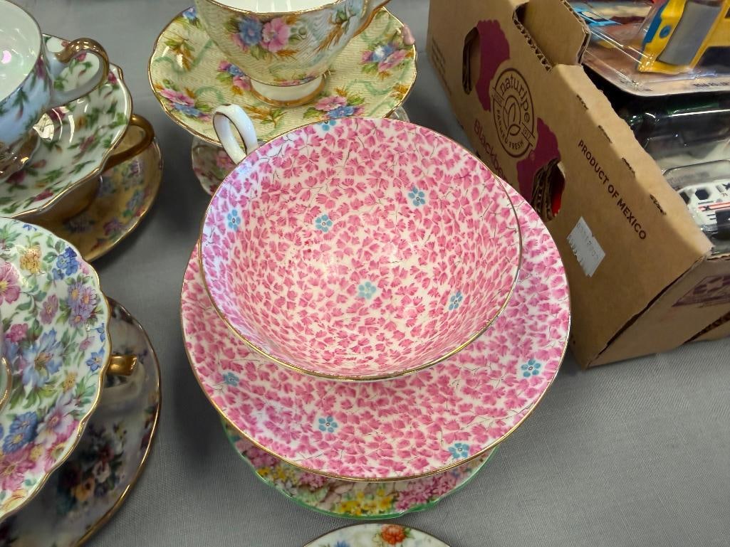 ASSORTED PORCELAIN CHINA TEACUPS AND SAUCERS FEATURING 20 SETS - 17