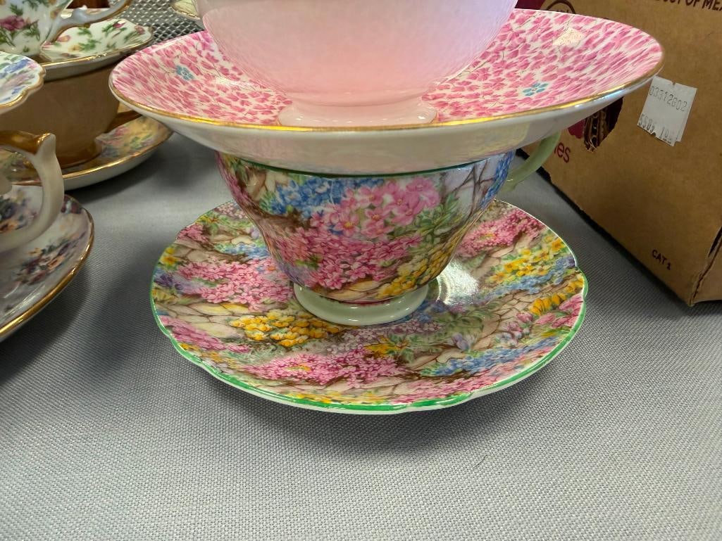 ASSORTED PORCELAIN CHINA TEACUPS AND SAUCERS FEATURING 20 SETS - 18