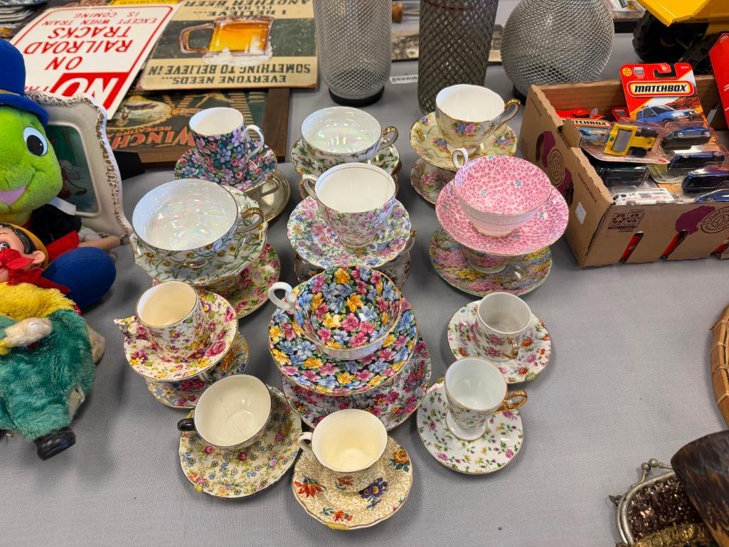 ASSORTED PORCELAIN CHINA TEACUPS AND SAUCERS FEATURING 20 SETS - 2