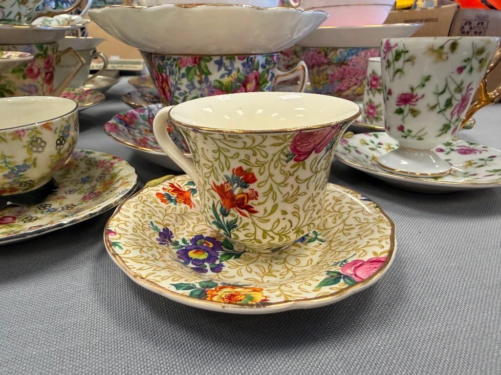 ASSORTED PORCELAIN CHINA TEACUPS AND SAUCERS FEATURING 20 SETS - 3