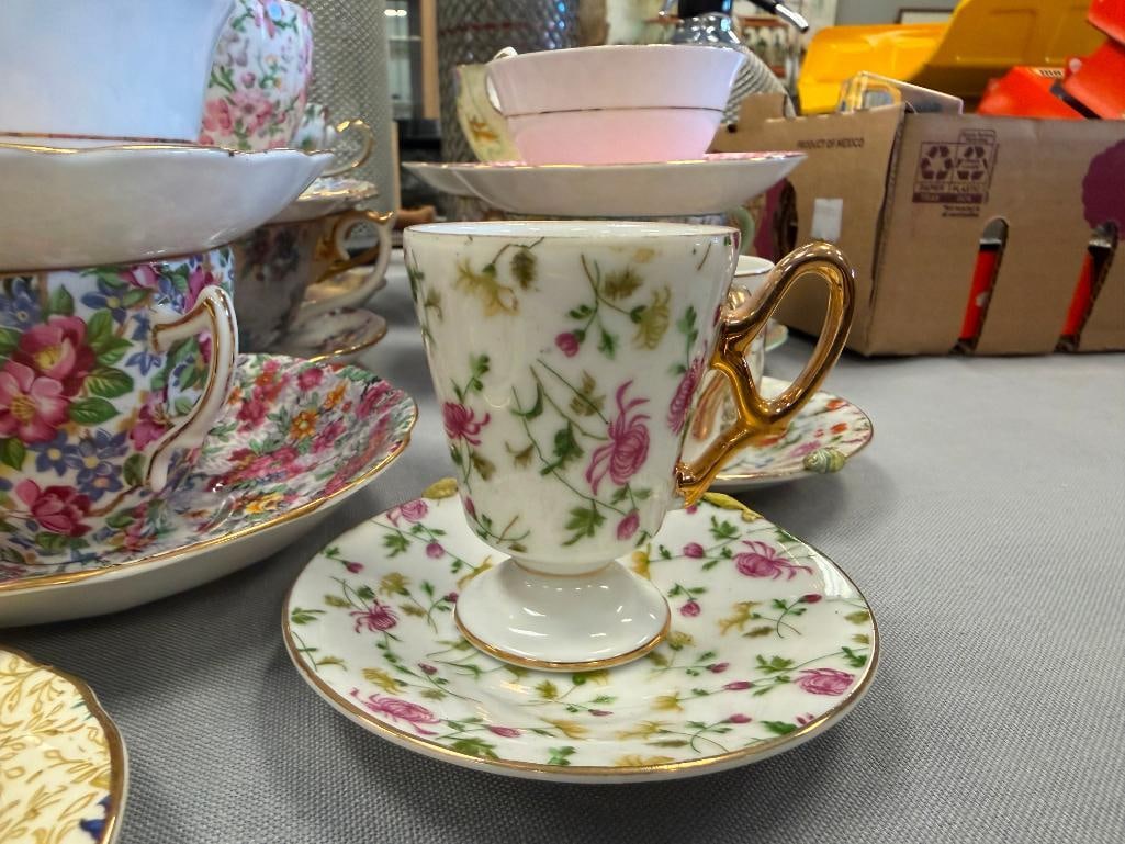 ASSORTED PORCELAIN CHINA TEACUPS AND SAUCERS FEATURING 20 SETS - 8