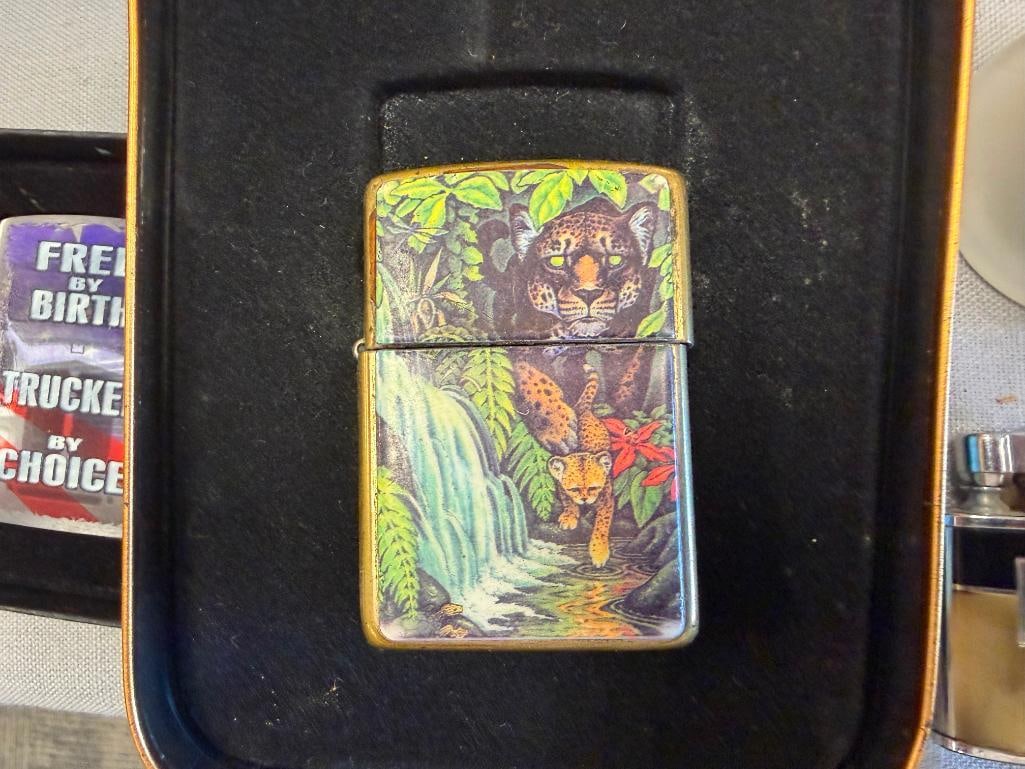 CIGARETTE LIGHTER COLLECTION INCLUDING ZIPPO, CONTINENTAL, AND JAPANESE FROSTED GLASS - 13