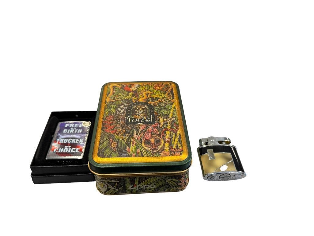 CIGARETTE LIGHTER COLLECTION INCLUDING ZIPPO, CONTINENTAL, AND JAPANESE FROSTED GLASS (1 of 15)