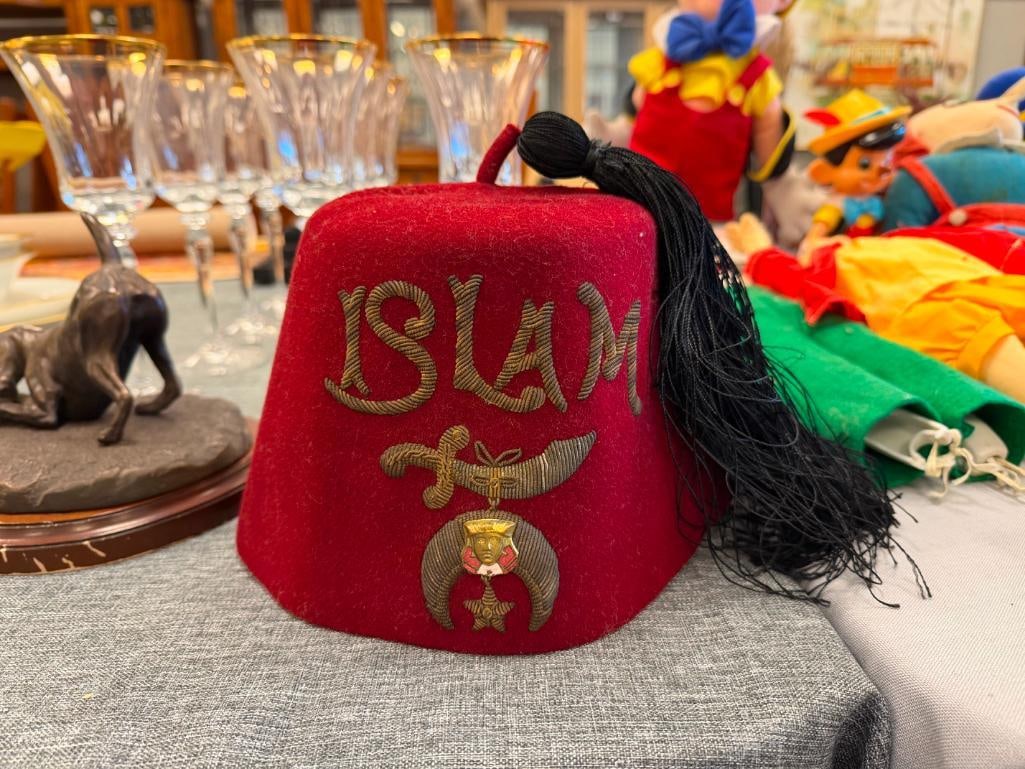 VINTAGE B. PASQUALE CO. ISLAM MASONIC SHRINERS FEZ HAT WITH TASSEL - 2