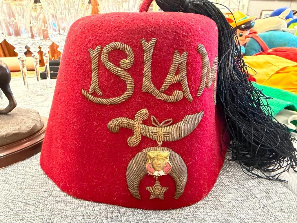 VINTAGE B. PASQUALE CO. ISLAM MASONIC SHRINERS FEZ HAT WITH TASSEL - 3