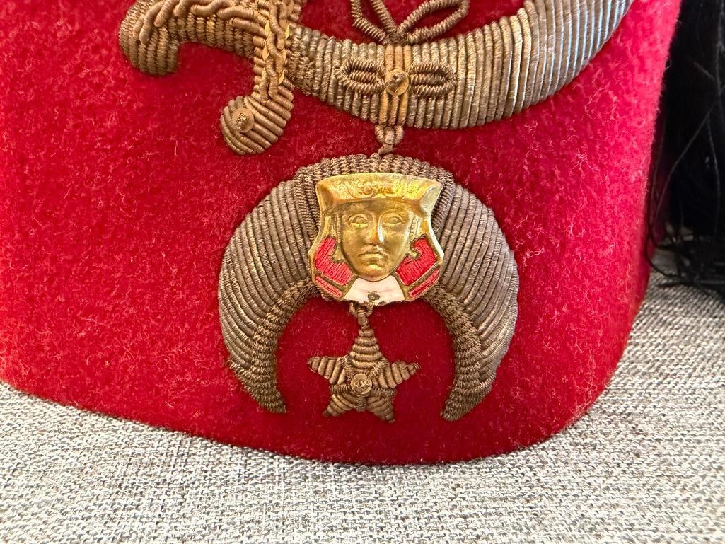 VINTAGE B. PASQUALE CO. ISLAM MASONIC SHRINERS FEZ HAT WITH TASSEL - 4