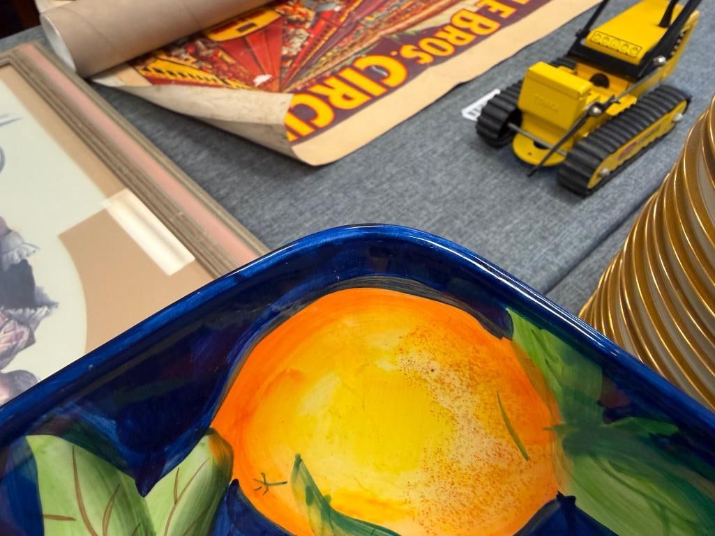 TABLETOPS UNLIMITED ORCHARD FRUIT PATTERN FOOTED CERAMIC FRUIT BOWL - 4