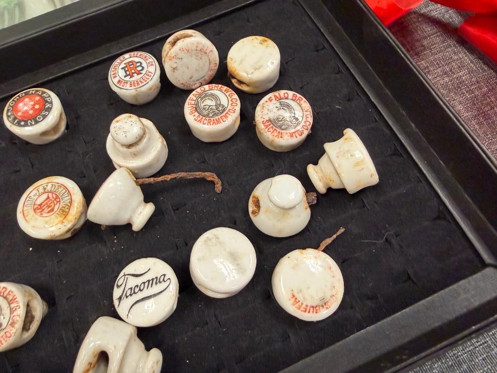 25 VINTAGE PORCELAIN ADVERTISING BOTTLE STOPPERS FRO BREWERIES INCLUDING J.F. DEININGER, BUFFALO,... - 6