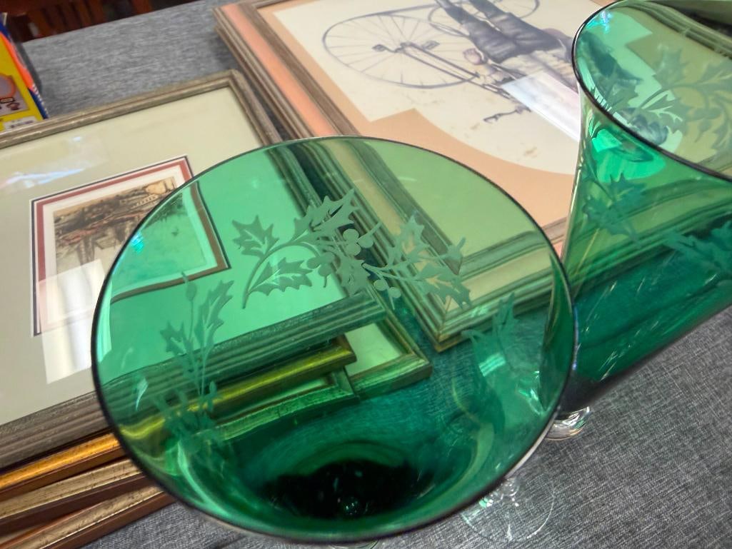 SET OF FOUR LENOX CRYSTAL HOLIDAY GEMS EMERALD GREEN CHAMPAGNE FLUTERS - 5