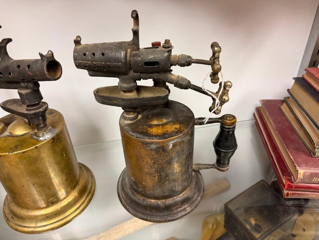 TWO ANTIQUE BRASS BLOWTORCHES BY CLAYTON & LAMBERT MFG. OF DETROIT MICHIGAN - 10