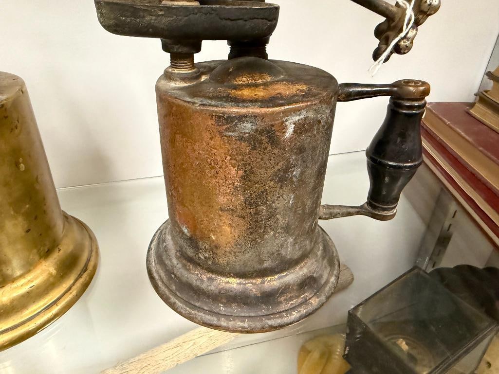 TWO ANTIQUE BRASS BLOWTORCHES BY CLAYTON & LAMBERT MFG. OF DETROIT MICHIGAN - 12