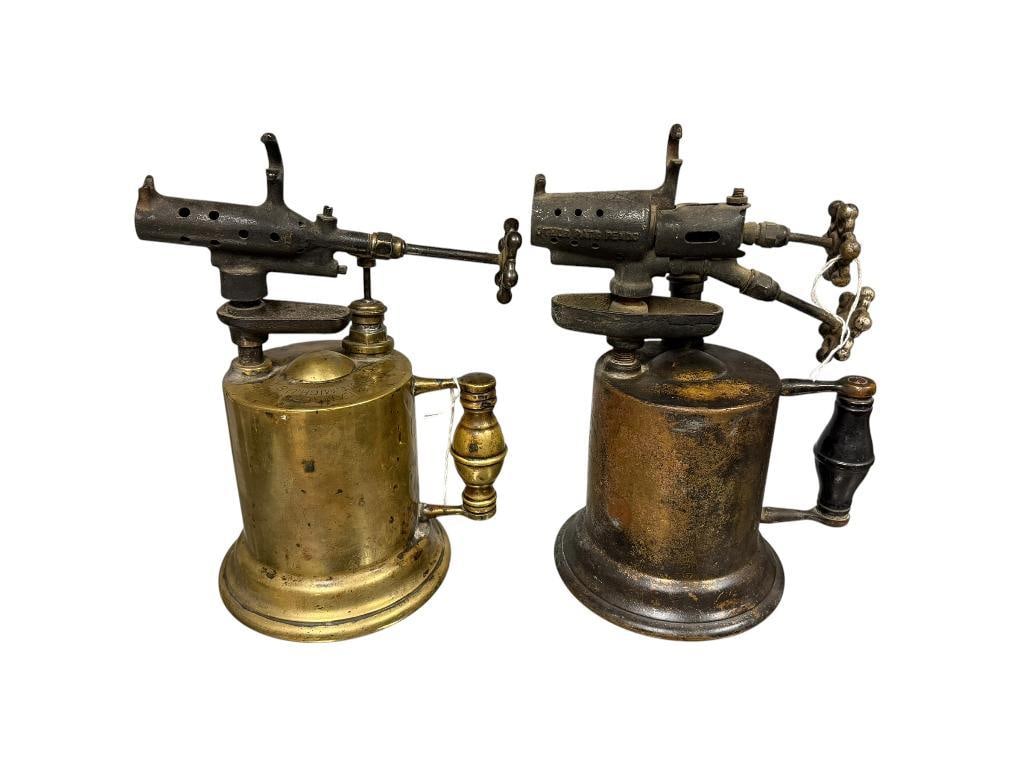 TWO ANTIQUE BRASS BLOWTORCHES BY CLAYTON & LAMBERT MFG. OF DETROIT MICHIGAN (1 of 14)