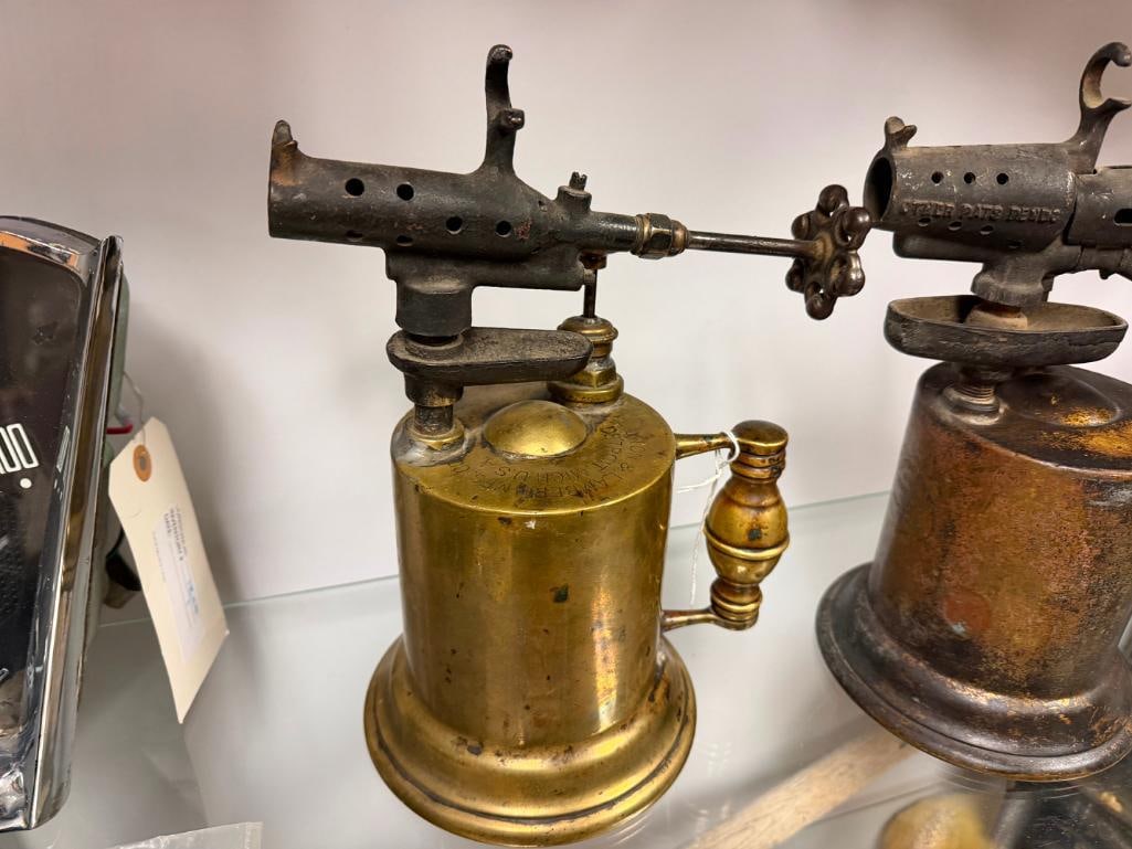 TWO ANTIQUE BRASS BLOWTORCHES BY CLAYTON & LAMBERT MFG. OF DETROIT MICHIGAN - 3