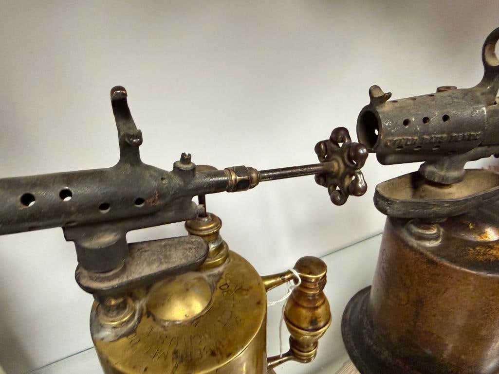 TWO ANTIQUE BRASS BLOWTORCHES BY CLAYTON & LAMBERT MFG. OF DETROIT MICHIGAN - 5