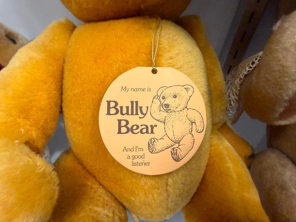 THREE COLLECTIBLE STUFFED TEDDY BEARS INCLUDING PETER BULL BULLY BEAR AND HOUSE OF NISBET BEAR - 10