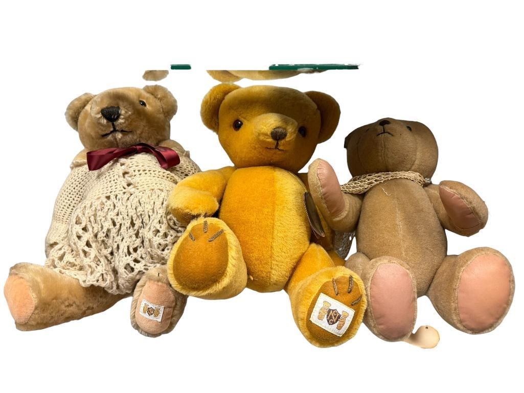 THREE COLLECTIBLE STUFFED TEDDY BEARS INCLUDING PETER BULL BULLY BEAR AND HOUSE OF NISBET BEAR (1 of 11)