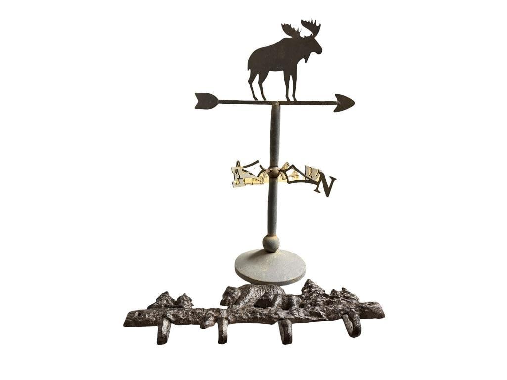 THREE RUSTIC HOME DECOR PIECES INCLUDING WILDLIFE MOTIFS INCLUDING BEARS AND MOOSE (1 of 13)