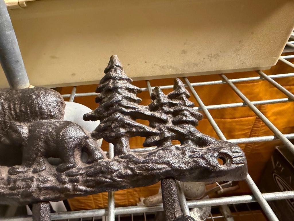 THREE RUSTIC HOME DECOR PIECES INCLUDING WILDLIFE MOTIFS INCLUDING BEARS AND MOOSE - 6