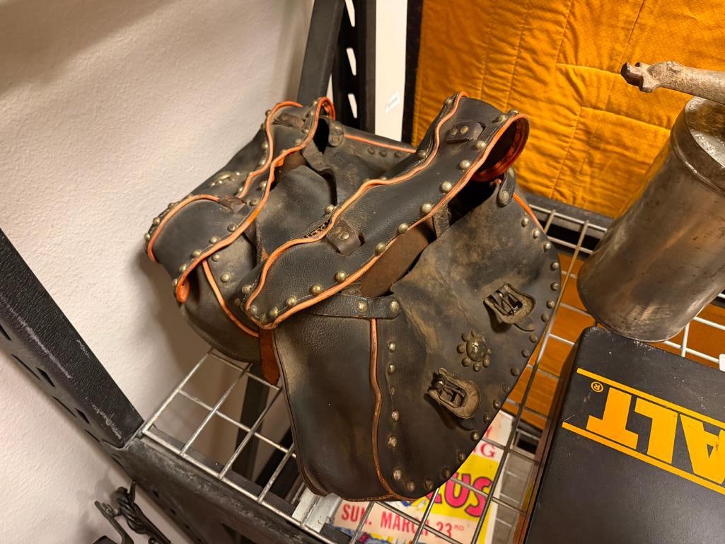 PAIR OF VINTAGE BUCO HARLEY-DAVIDSON STYLE LEATHER SADDLE BAGS - 2