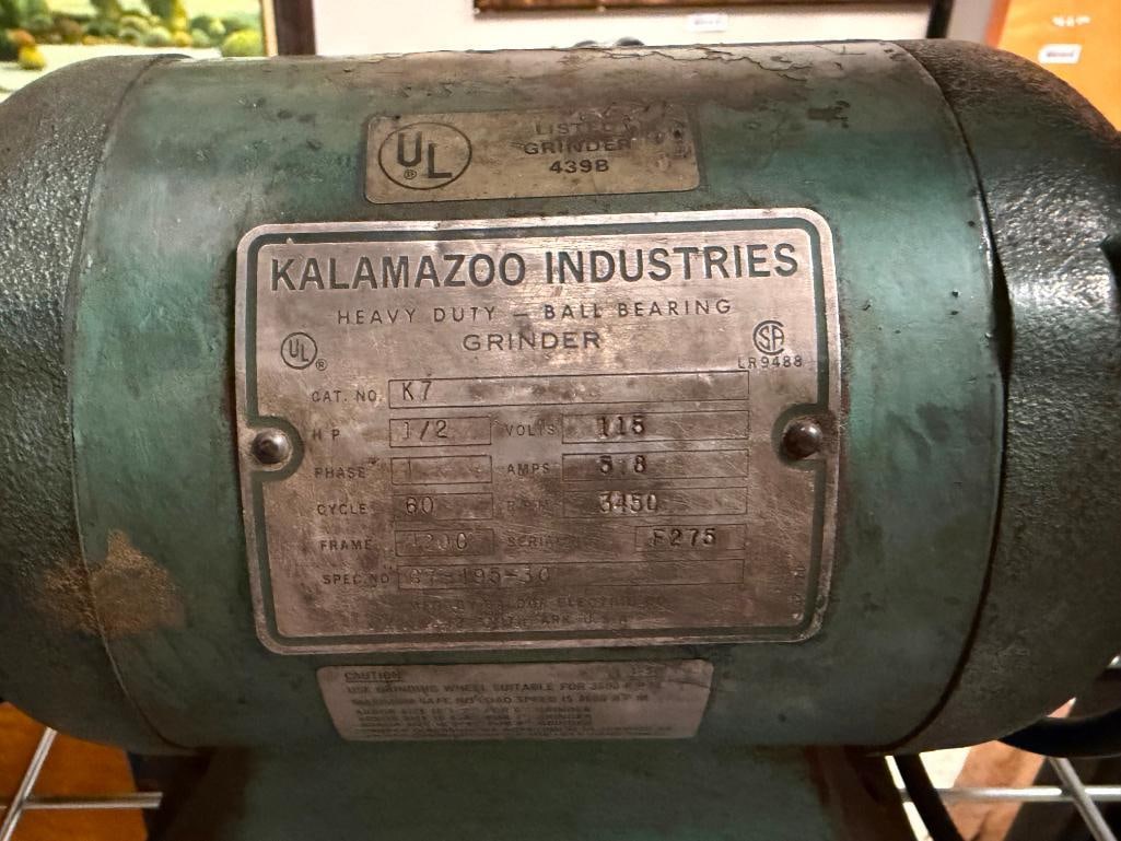 KALAMAZOO INDUSTRIES HEAVY DUTY BALL BEARING BENCH GRINDER 439B - 5