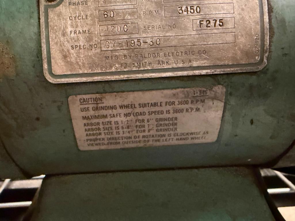 KALAMAZOO INDUSTRIES HEAVY DUTY BALL BEARING BENCH GRINDER 439B - 7