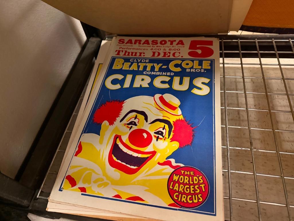 14 VINTAGE CIRCUS POSTERS INCLUDING CLYDE BEATY, COLE BROS., CARSON & BARNES, AND MORE - 14