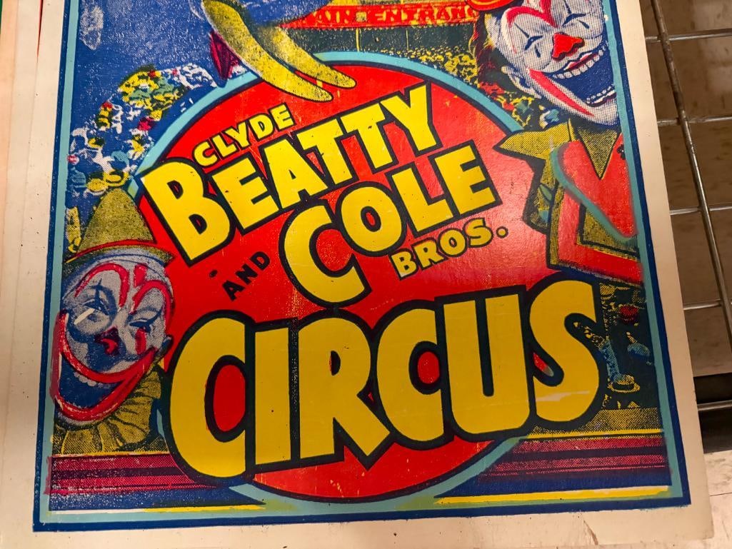 14 VINTAGE CIRCUS POSTERS INCLUDING CLYDE BEATY, COLE BROS., CARSON & BARNES, AND MORE - 7
