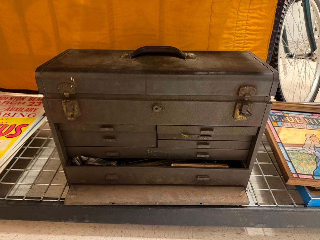 VINTAGE METAL KENNEDY TOOL CHEST PACKED WITH TOOLS AND SUPPLIES - 2