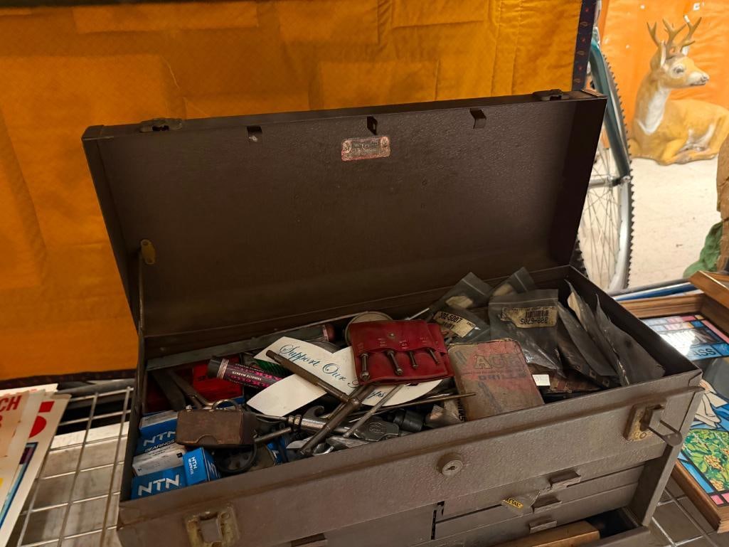 VINTAGE METAL KENNEDY TOOL CHEST PACKED WITH TOOLS AND SUPPLIES - 4