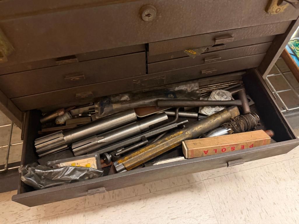 VINTAGE METAL KENNEDY TOOL CHEST PACKED WITH TOOLS AND SUPPLIES - 9