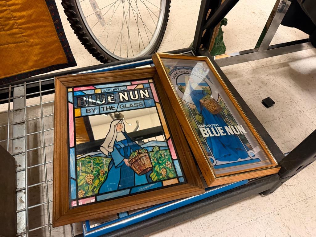 THREE IMPORTED BLUE NUN GERMAN WINE ADVERTISING BAR SIGNS - 2