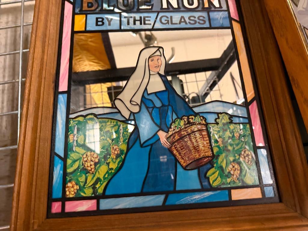 THREE IMPORTED BLUE NUN GERMAN WINE ADVERTISING BAR SIGNS - 5