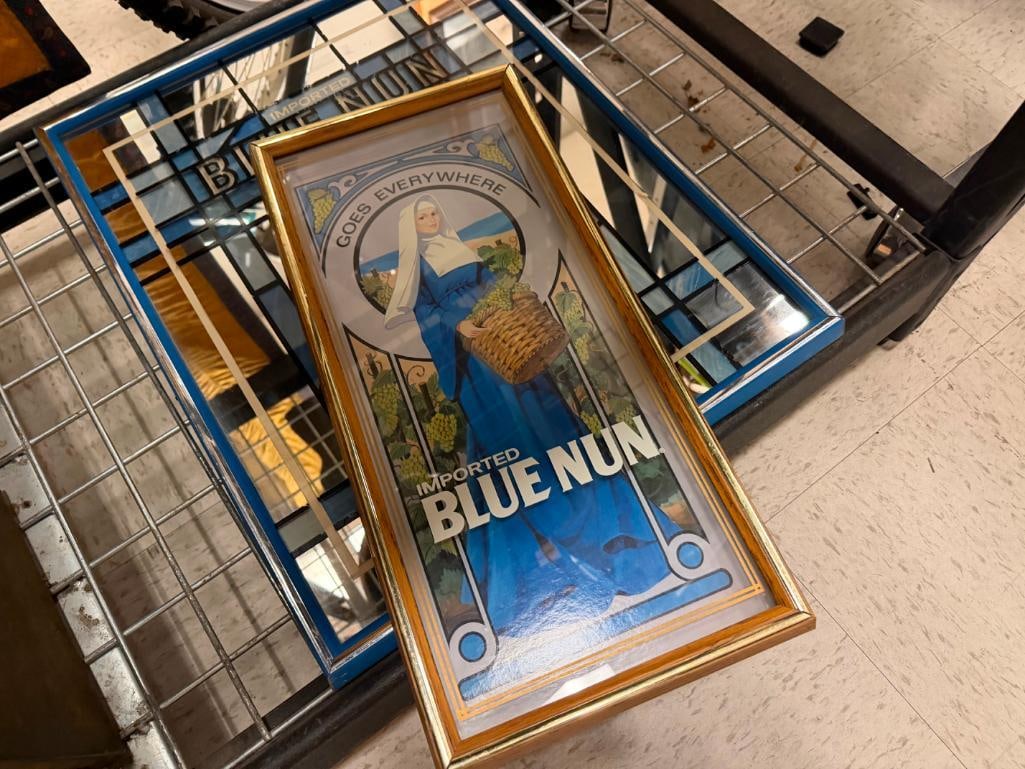 THREE IMPORTED BLUE NUN GERMAN WINE ADVERTISING BAR SIGNS - 6