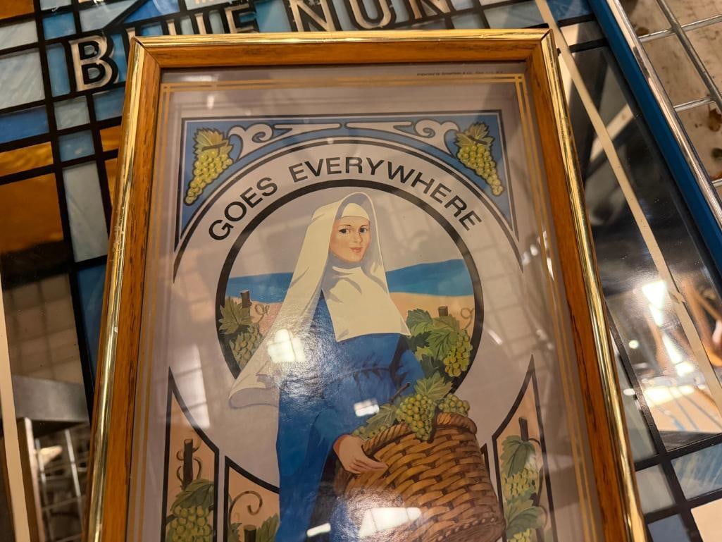 THREE IMPORTED BLUE NUN GERMAN WINE ADVERTISING BAR SIGNS - 8