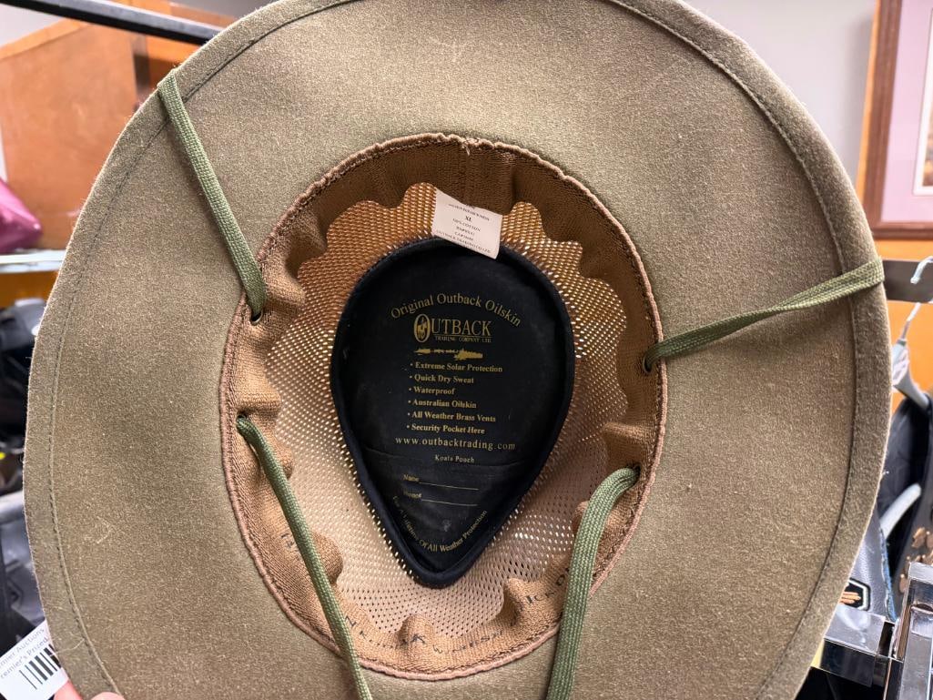TWO KHAKI MESH HATS INCLUDING OUTBACK OILSKIN HAT AND DORFMAN PACIFIC CO. HAT - 5