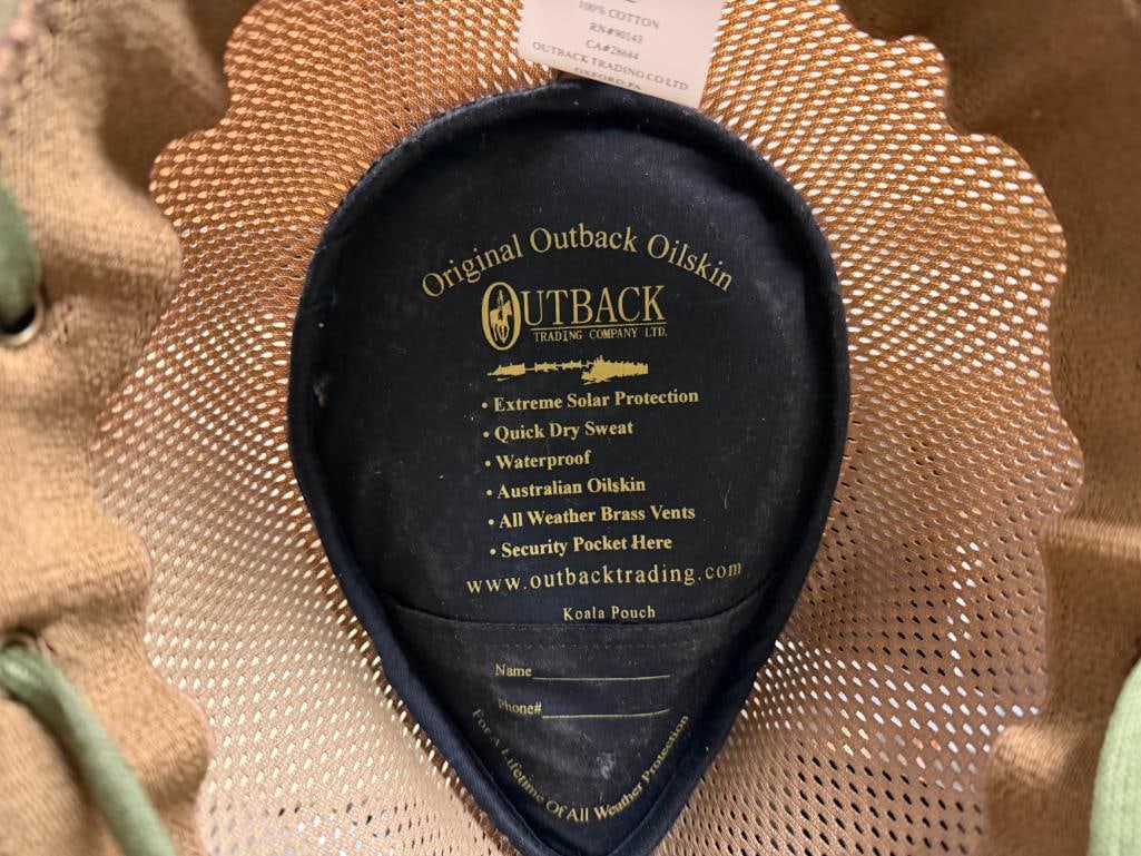 TWO KHAKI MESH HATS INCLUDING OUTBACK OILSKIN HAT AND DORFMAN PACIFIC CO. HAT - 6