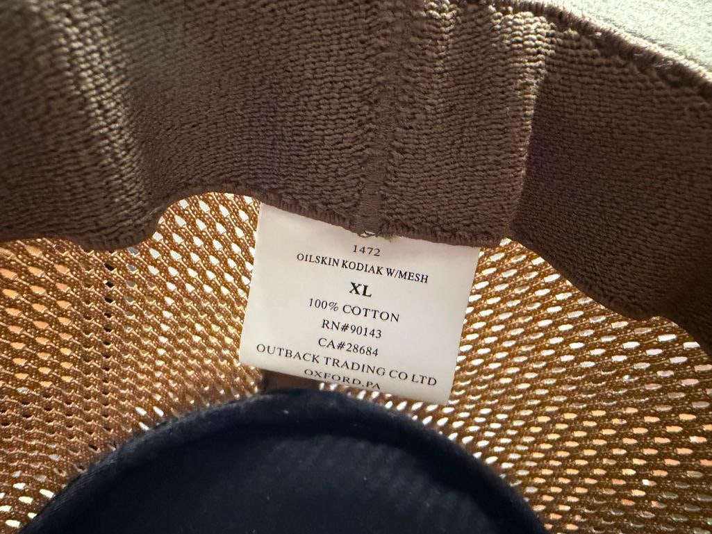 TWO KHAKI MESH HATS INCLUDING OUTBACK OILSKIN HAT AND DORFMAN PACIFIC CO. HAT - 7