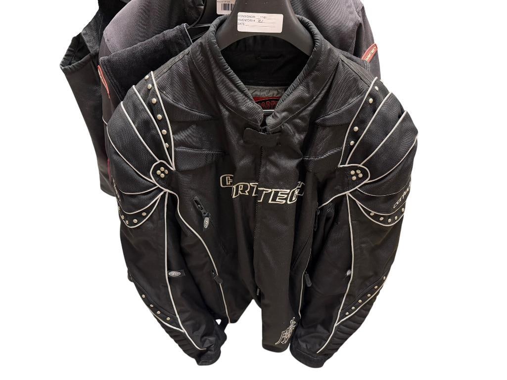 BLACK CORTECH DRAX MOTORCYCLE JACKET: GOOD CONDITION SIZE XXXL