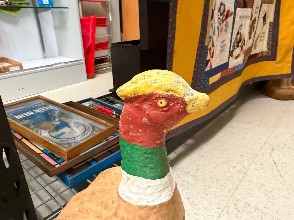 FIGURAL PAINTED PHEASANT CEMENT YARD ART - 4