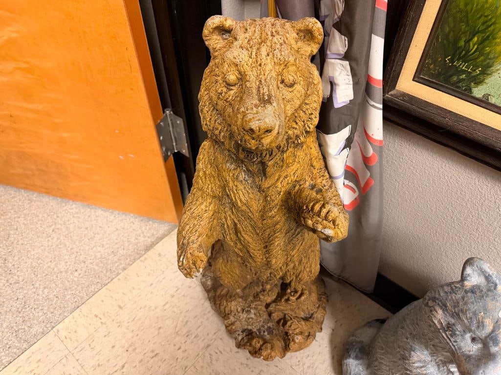 FIGURAL STANDING BEAR PAINTED CEMENT YARD ART SCULPTURE SIGNED "IDEAL 95" - 2
