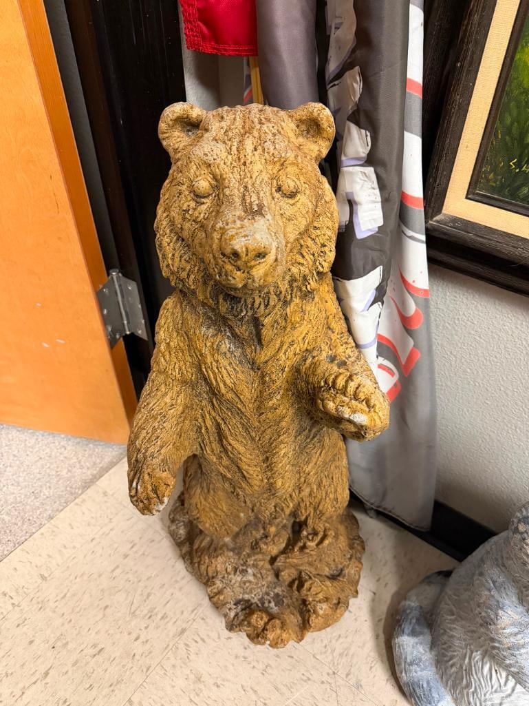 FIGURAL STANDING BEAR PAINTED CEMENT YARD ART SCULPTURE SIGNED "IDEAL 95" - 3