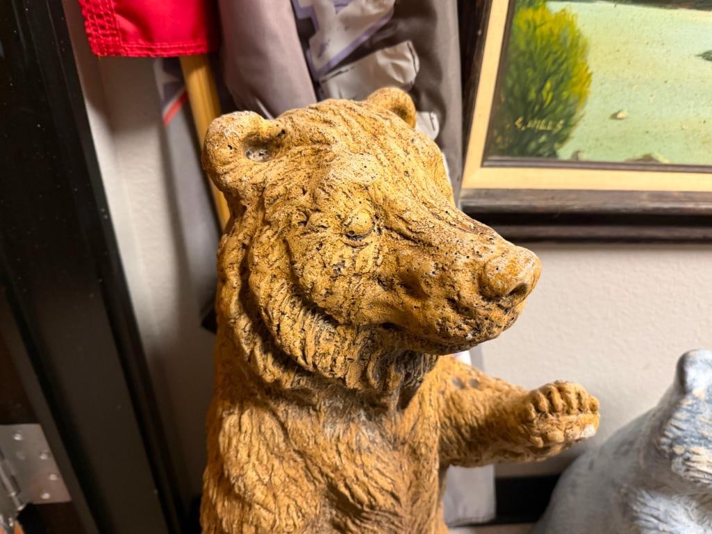 FIGURAL STANDING BEAR PAINTED CEMENT YARD ART SCULPTURE SIGNED "IDEAL 95" - 5
