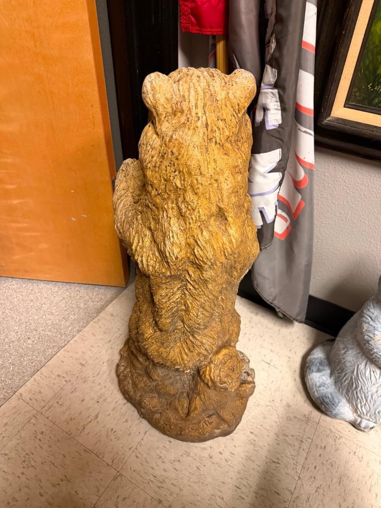 FIGURAL STANDING BEAR PAINTED CEMENT YARD ART SCULPTURE SIGNED "IDEAL 95" - 9