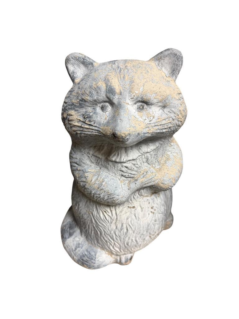 FIGURAL STANDING RACOON PAINTED CEMENT YARD ART SCULPTURE (1 of 8)
