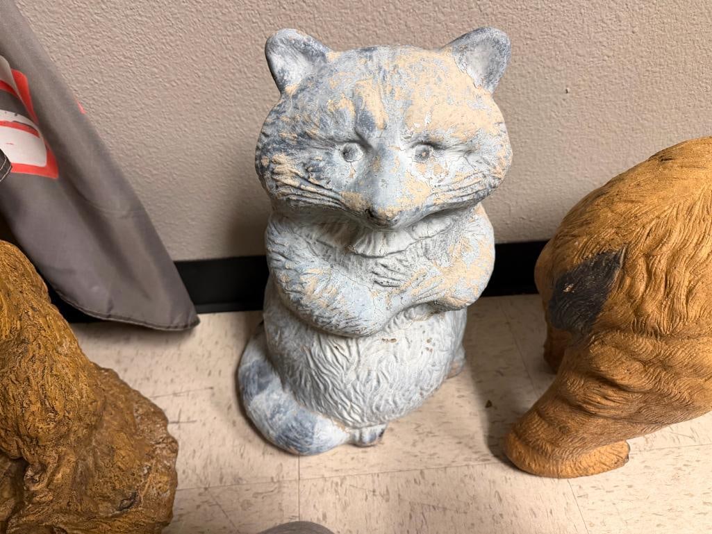 FIGURAL STANDING RACOON PAINTED CEMENT YARD ART SCULPTURE - 2